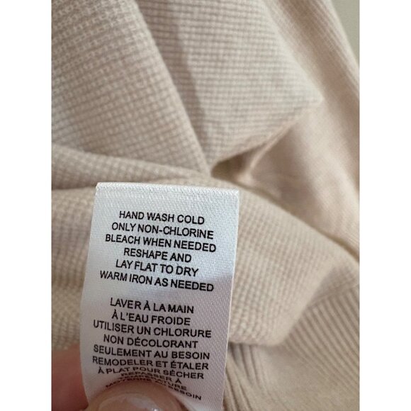 Tahari Batwing Sleeve Waffle Knit Lightweight Cozy Sweater in Beige Small - Picture 9 of 12